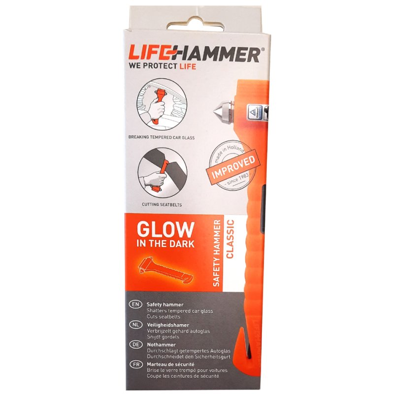 LEINA-WERKE emergency hammer with seatbelt cutter, orange